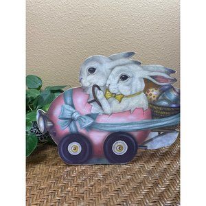 Easter 10.75" Rabbit Roadster Egg Car Egg Delivery Basket - Freestanding